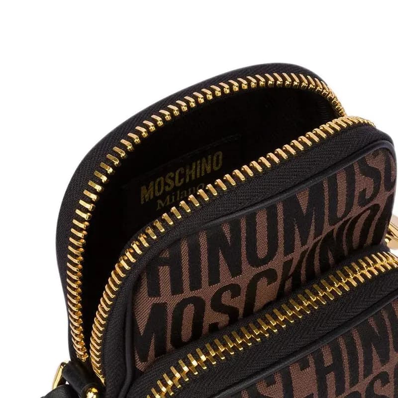MOSCHINO Crossbody Telefon Çantası Kişi Qəhvəyi/Qara 4