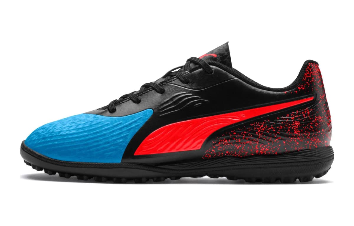 PUMA Anti-Slip Wear-Resistant Low-Top Soccer Shoes Blue Black Red Teenagers