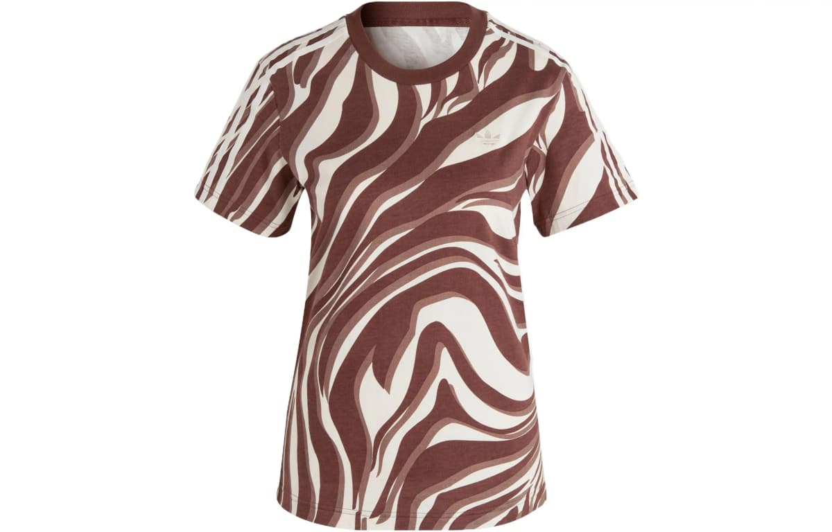 adidas Originals Logo Print Qadın Köynəyi Şokolad Rəngi