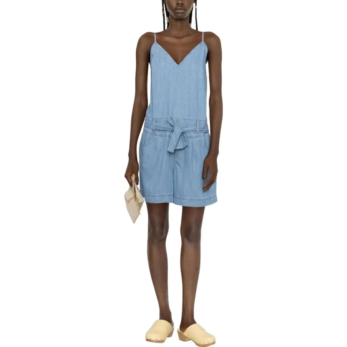 PINKO SS23 Qadın Denim Kombinezonu Açıq Mavi 2