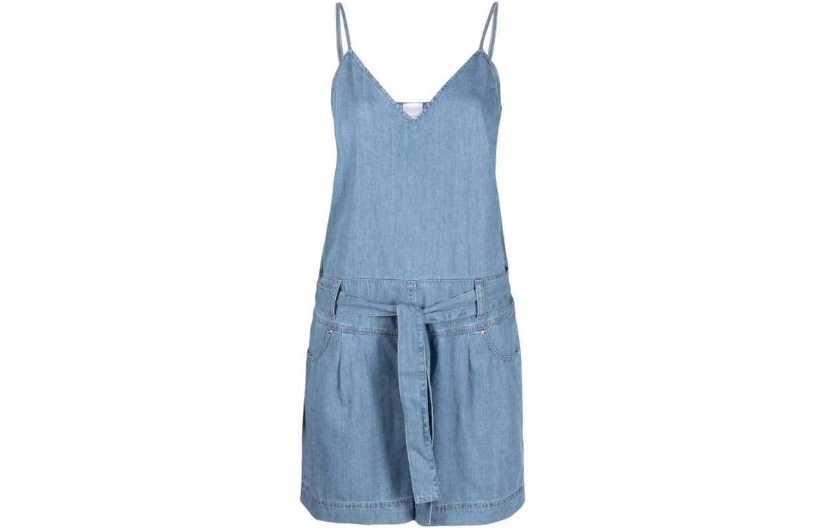 PINKO SS23 Qadın Denim Kombinezonu Açıq Mavi