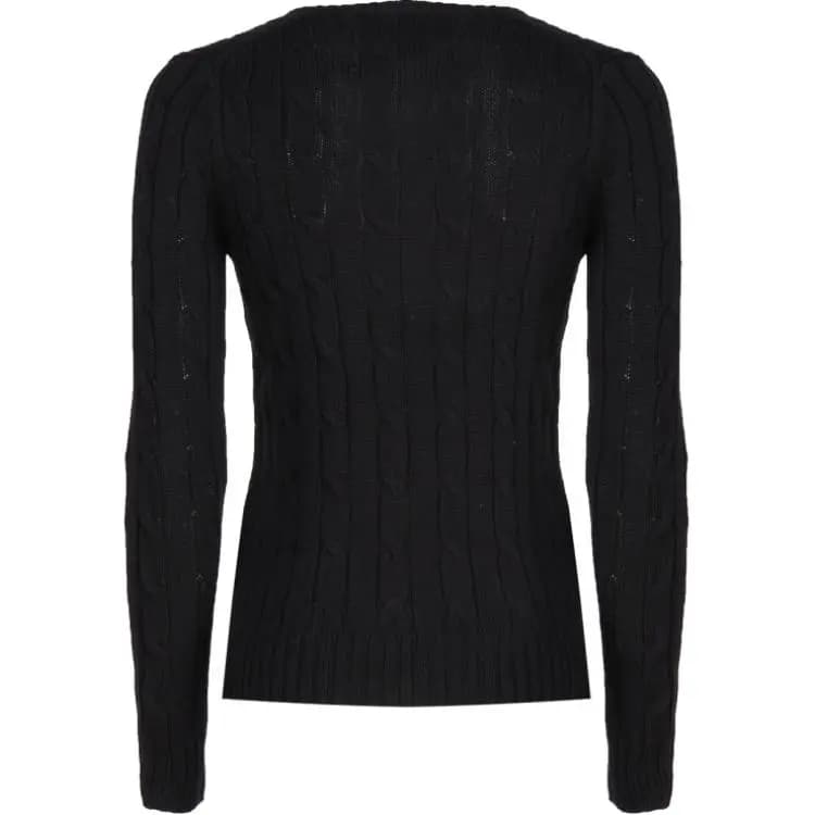 Polo Ralph Lauren SS23 V-Yaxa Qadın Sviteri Qara 2
