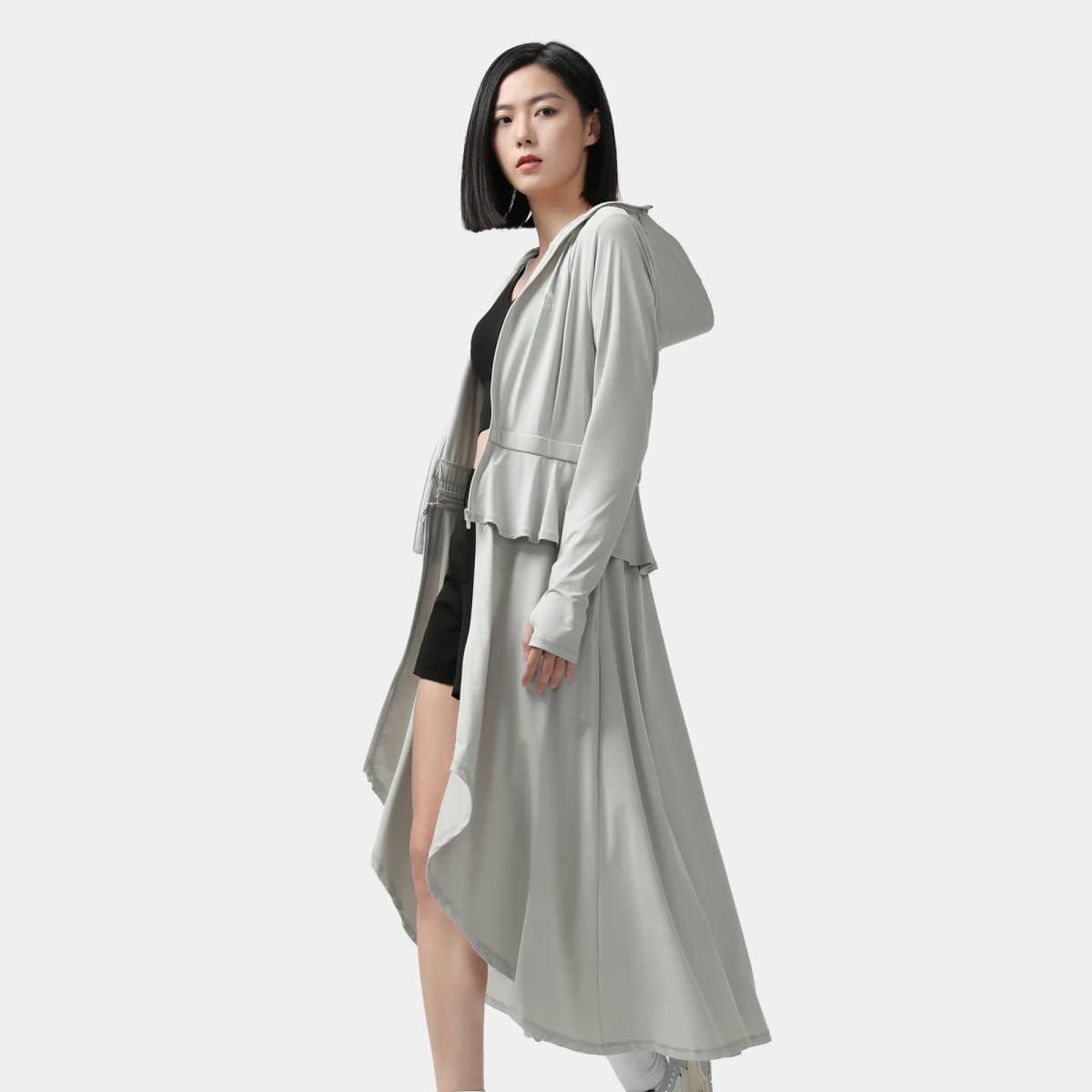 CAMEL Shadow Series Solid Color Casual Detachable Waist Breathable Mesh Long Hooded Original Yarn UPF50+ Sun Protection Jacket Women's 10