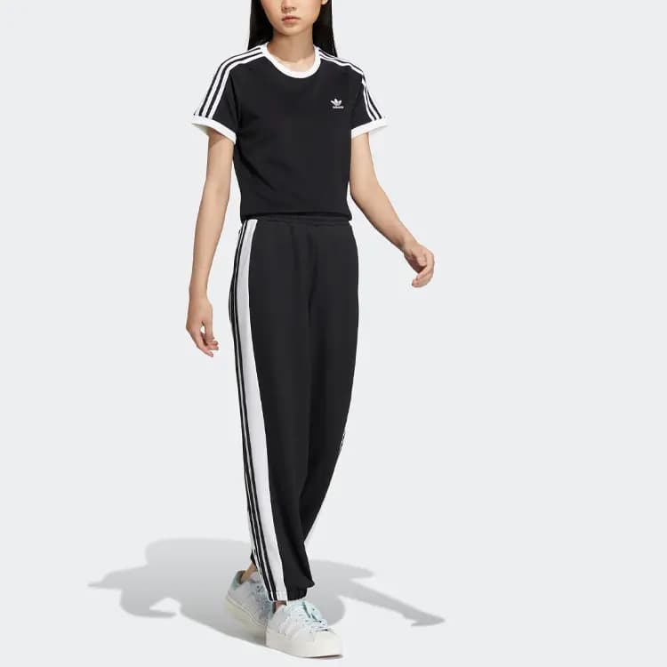 adidas Originals Home of Classics Series SS23 Adibreak Pants Side Button Loose Knit Sweatpants Women's Black 4