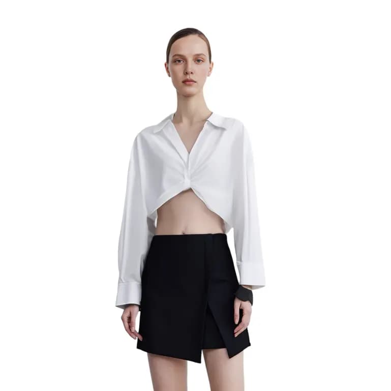 Alexander Wang Placket Detail Draped Cropped Shirt Bright White 2