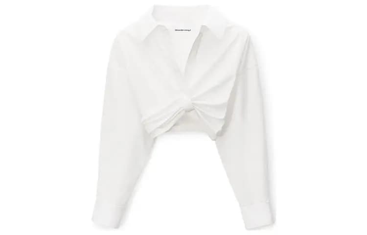 Alexander Wang Placket Draped Crop Köynək Ağ
