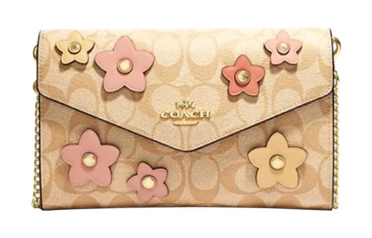 COACH Envelope 21 Floral Embellished Qadın Çantası Xaki
