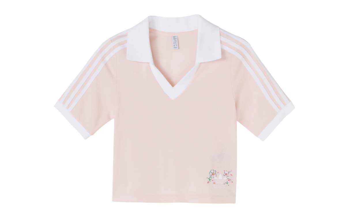 adidas originals Logo Embroidered V-Neck Crop Top Qadın