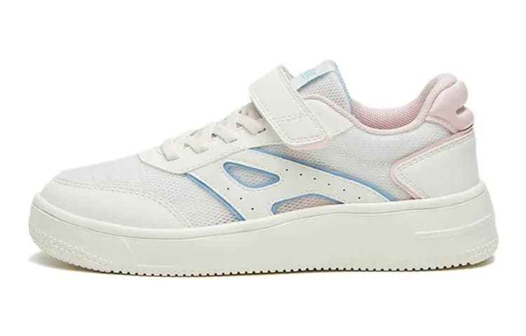 Anta Kids Comfortable Versatile Slip-Resistant Wear-Resistant Low-Top Skate Shoes White Blue Pink