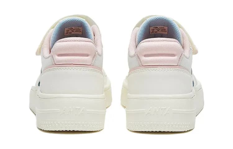 Anta Kids Comfortable Versatile Slip-Resistant Wear-Resistant Low-Top Skate Shoes White Blue Pink 4