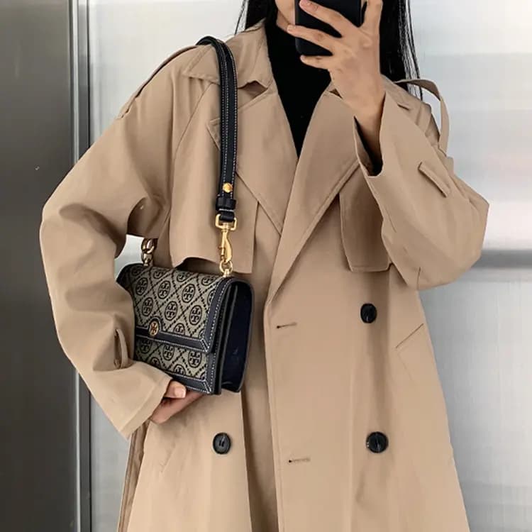 Lan Bao Fan Cow Leather Bag Strap Unisex Dark Blue/Caramel 2