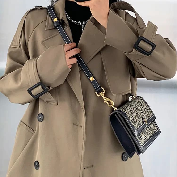 Lan Bao Fan Cow Leather Bag Strap Unisex Dark Blue/Caramel 3