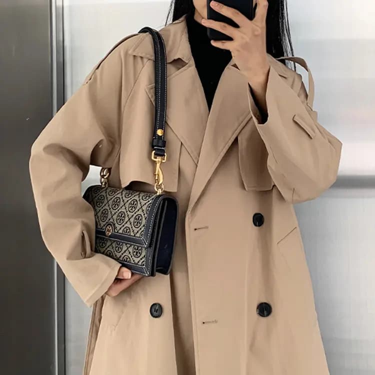 Lan Bao Fan Cow Leather Bag Strap Unisex Dark Blue/Caramel 11