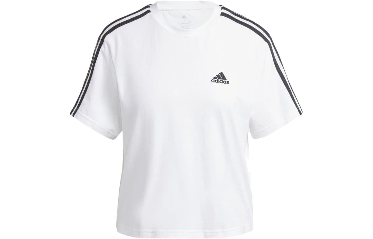 adidas Zolaqlı Loqo Yazılı Qısa Köynək Qadın Ağ