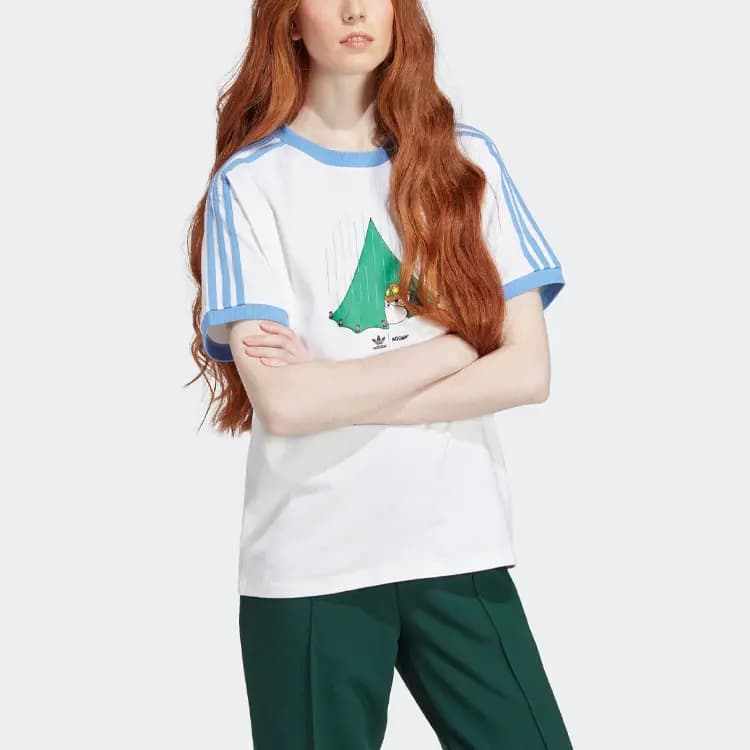 Moomin X Adidas Originals 3-Stripes Qadın Köynəyi Ağ 2