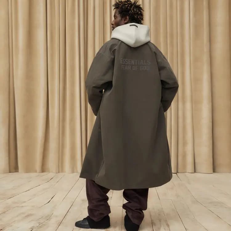 Fear of God Essentials SS23 Long Coat Off Black Solid Color Long Coat Overcoat Men's Off Black 4