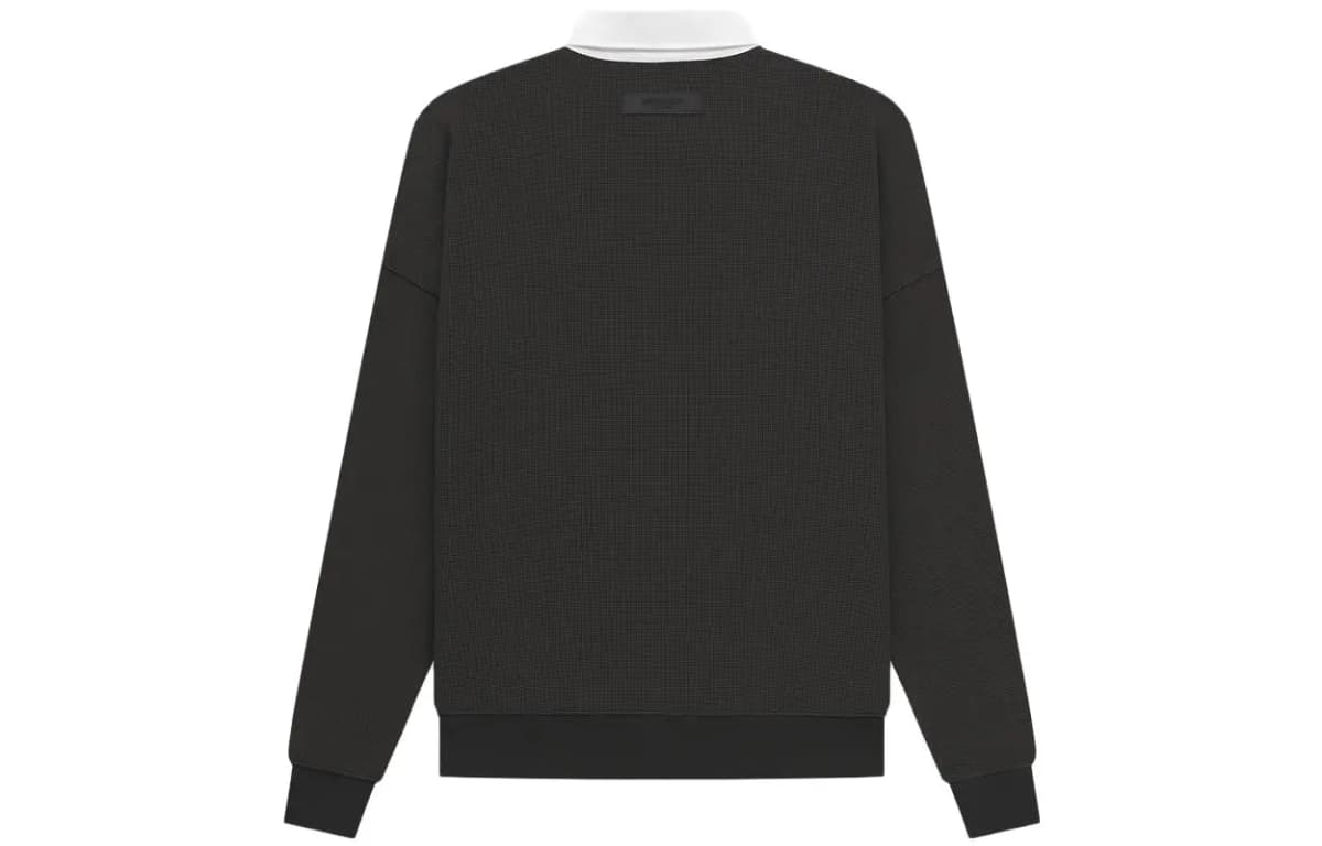 Fear of God Essentials SS23 Waffle Henley Rugby Polo Köynək Kişi Off Black 2