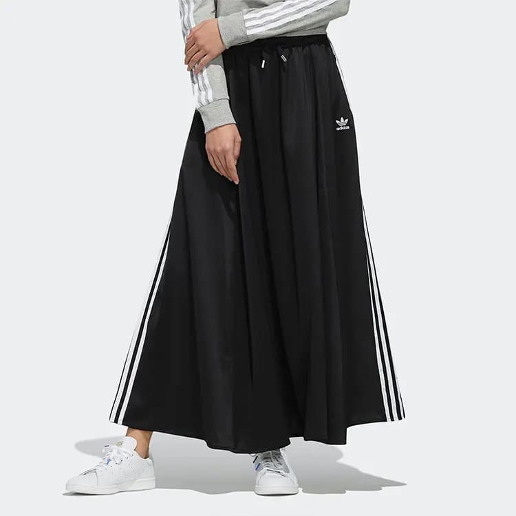 adidas originals Women's Satin Long Skirt Black 4