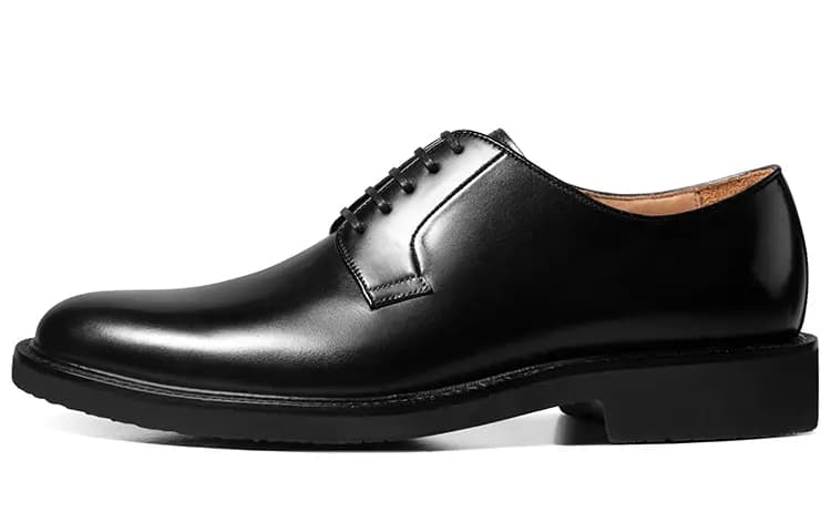 THOM WILLS British Business Calfskin Derby Shoes Soft Sole Breathable Comfortable Dress Shoes Men's Black