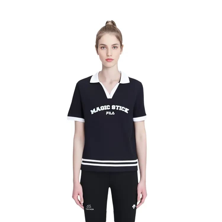 FILA X Magic Stick Qadın Polo Köynəyi Qara 6