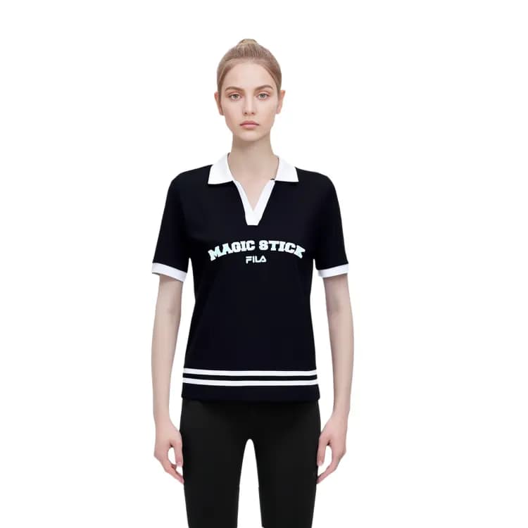 FILA X Magic Stick Qadın Polo Köynəyi Qara 7