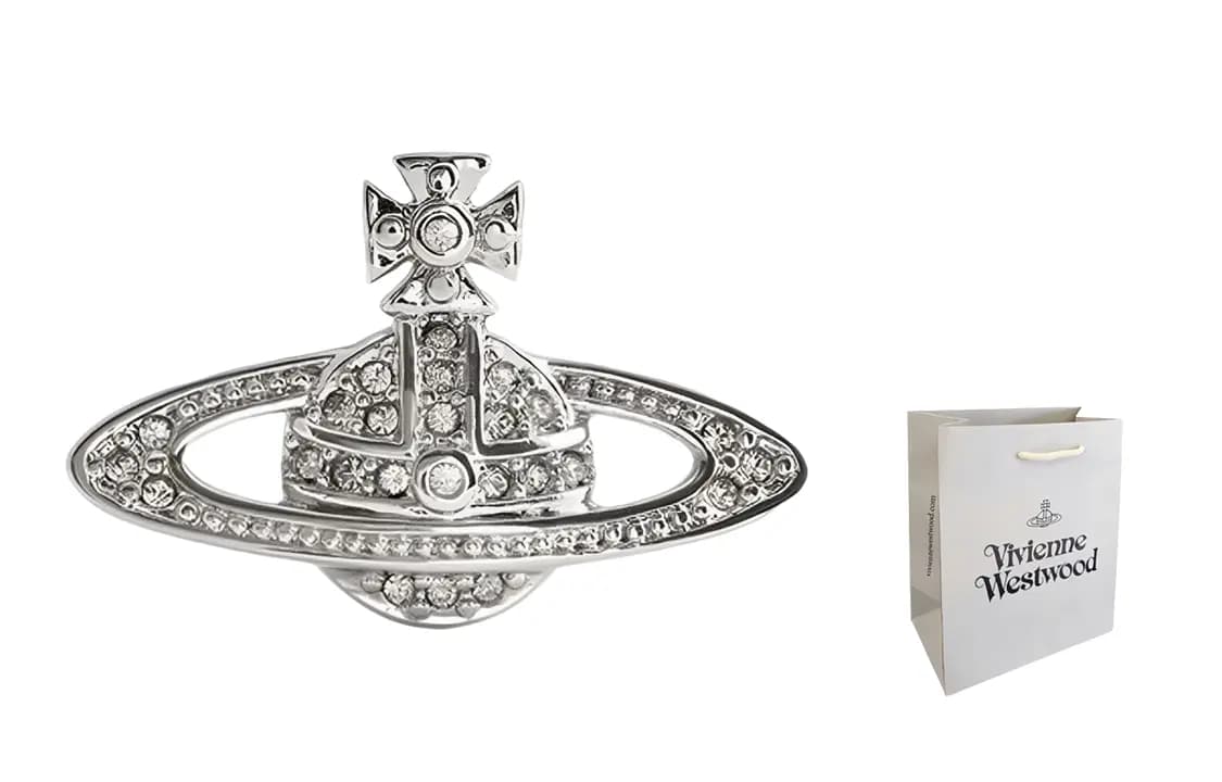 Vivienne Westwood Mini Bas Relief Clutch Pin Gümüşü 3