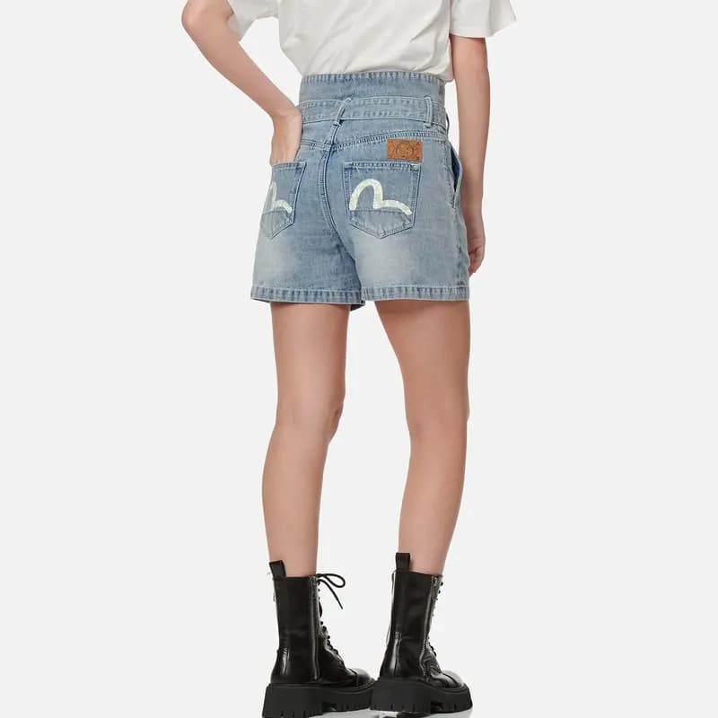EVISU Qadın Denim Şort Mavi 4