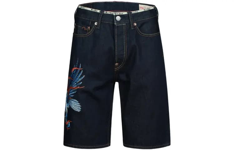 EVISU Eagle Embroidery Denim Kişi Şortu Mavi 2
