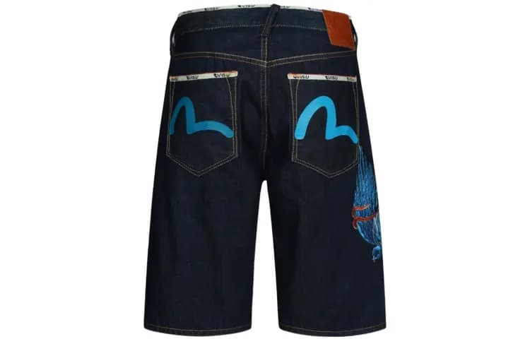 EVISU Eagle Embroidery Denim Kişi Şortu Mavi