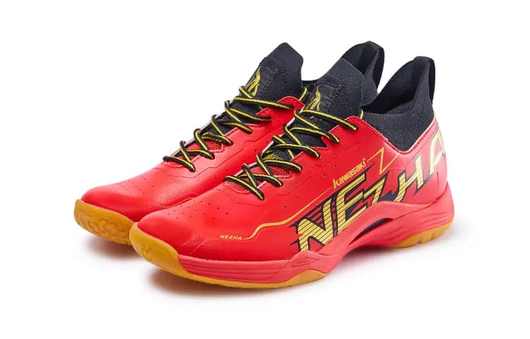 Kawasaki Anti Slip Wear Resistant Low Top Badminton Shoes Unisex Red Gold 3