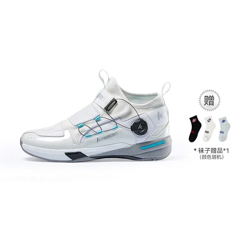 Kawasaki Traverse 2.0 Cushioning Wear Resistant Mid Top Badminton Shoes Unisex Gray Cyan Blue 16