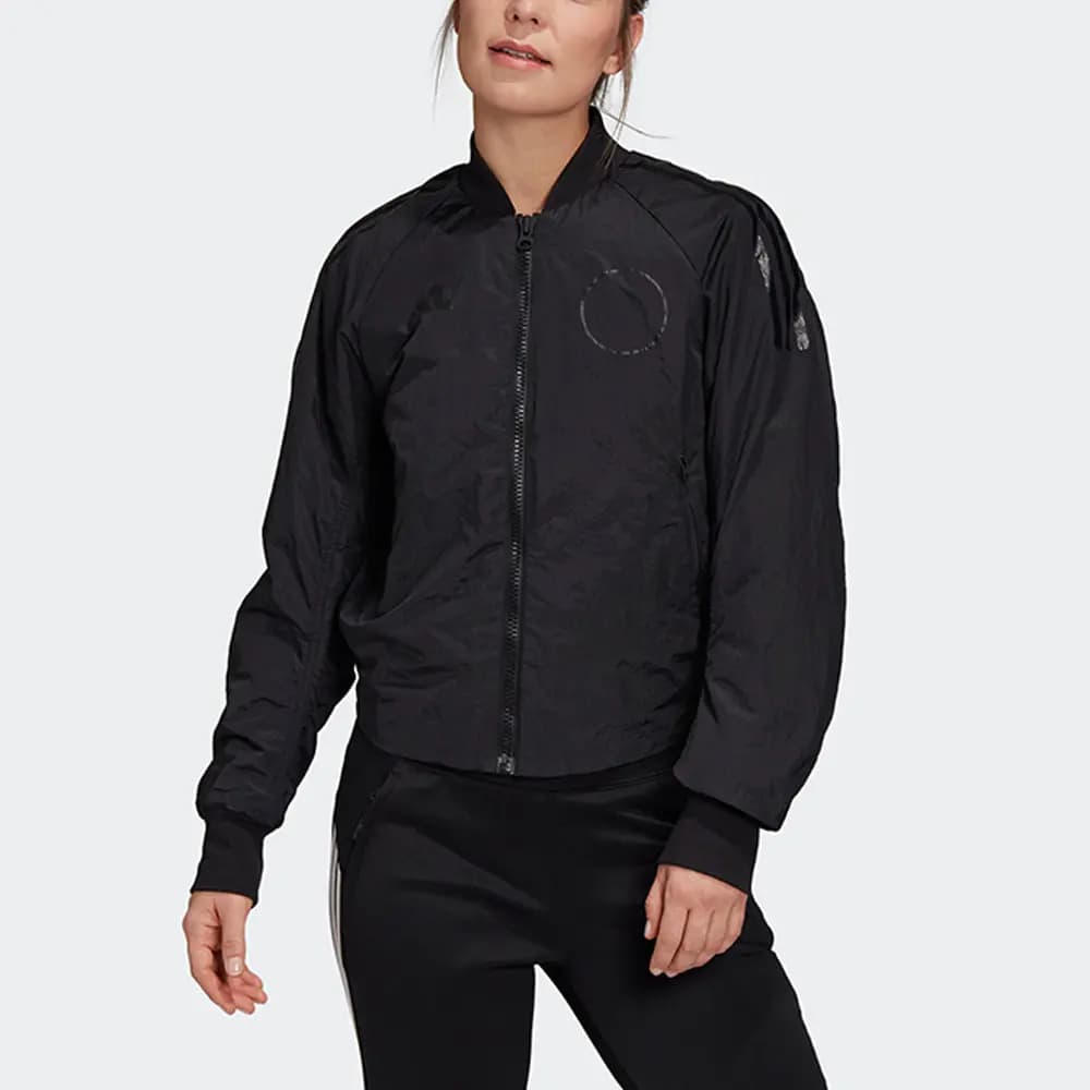 adidas Solid Color Sports Casual Baseball Jacket Puffer Coat Women's Black 3