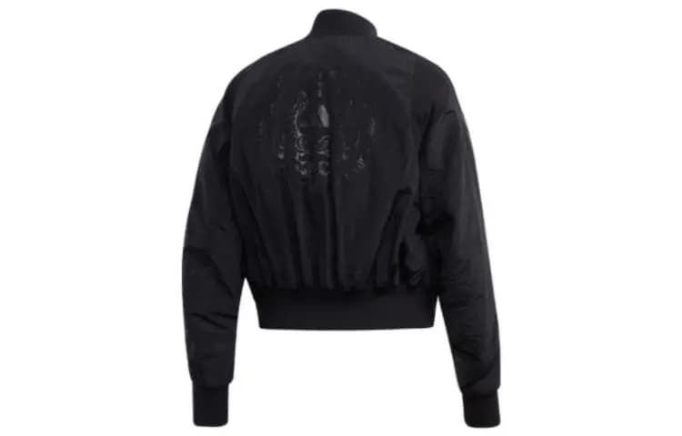 adidas Solid Color Sports Casual Baseball Jacket Puffer Coat Women's Black 2