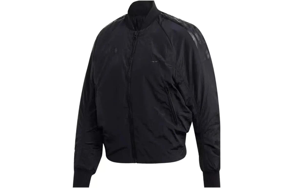 adidas Solid Color Sports Casual Baseball Jacket Puffer Coat Women's Black