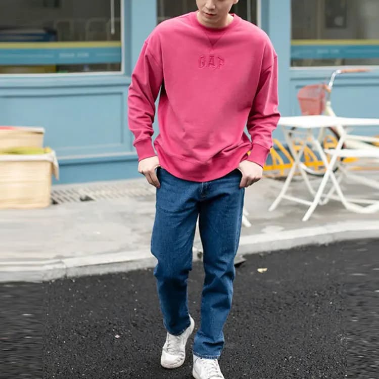 GAP Classic Straight-Leg Jeans Kişi Göy 4