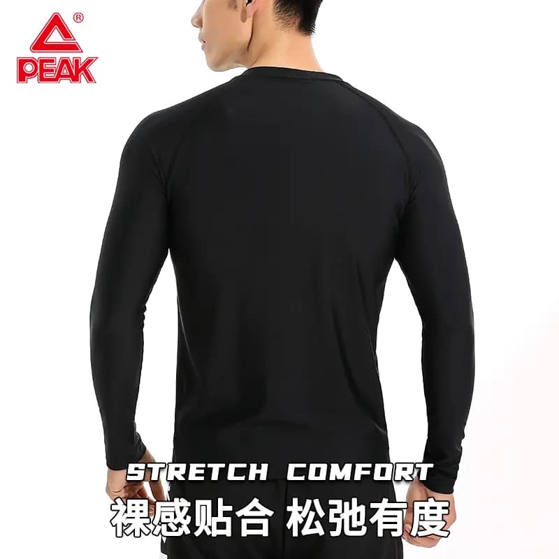 Peak Letter Print Comfortable Breathable Quick-Dry Simple Outdoor Sports Swimming Surfing Tight Crew Neck Men's Swimsuit Men's Black 5