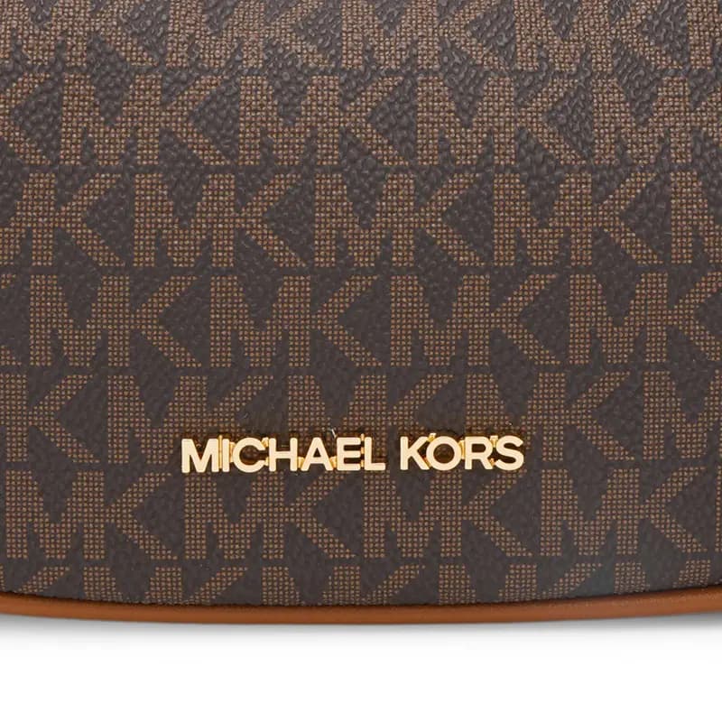 MICHAEL KORS Canvas With Leather Clutch Handbag, Shoulder Bag Women's Brown 5
