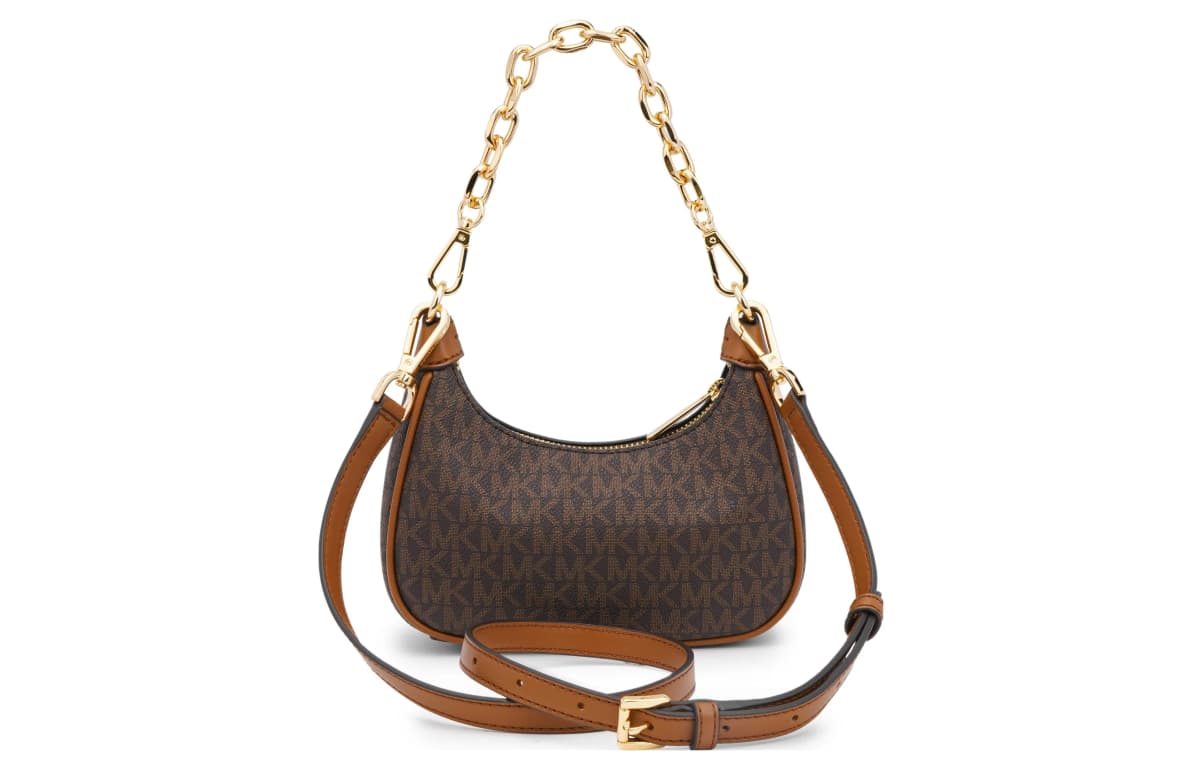 MICHAEL KORS Canvas With Leather Clutch Handbag, Shoulder Bag Women's Brown 3