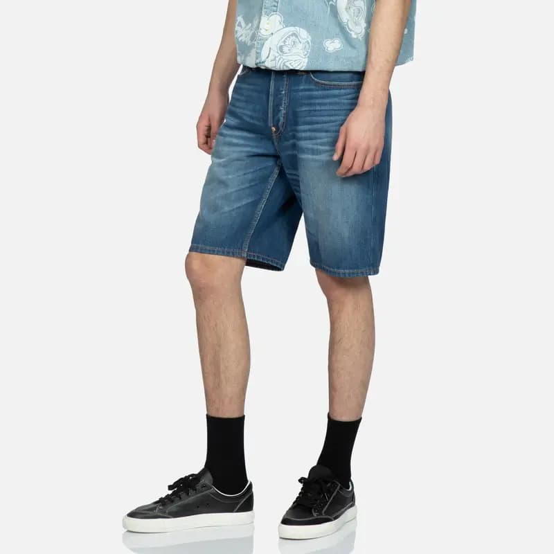 EVISU Graffiti Dharma Big M Print Denim Shorts Men's Denim Blue 3