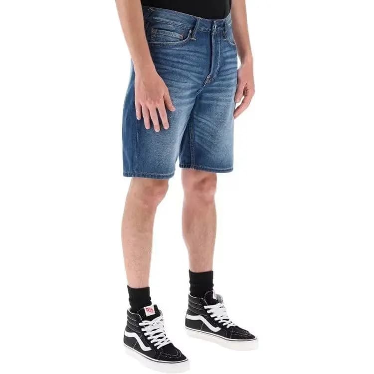 EVISU Graffiti Dharma Big M Print Denim Shorts Men's Denim Blue 7