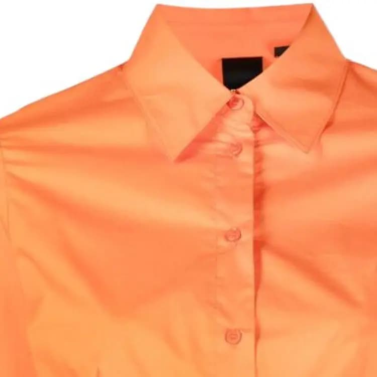 PINKO SS23 Solid Lace-Up Single-Breasted Long Sleeve Shirt Women's Orange 6