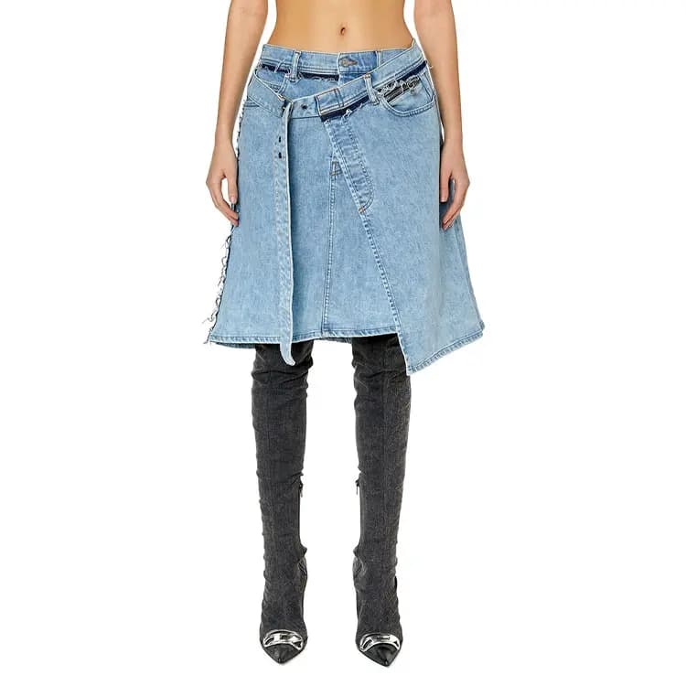 DIESEL De-Pendence-Mid Asimmetrik Denim Ətək 2