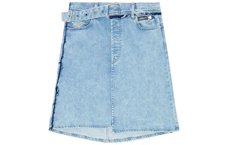 DIESEL De-Pendence-Mid Asimmetrik Denim Ətək
