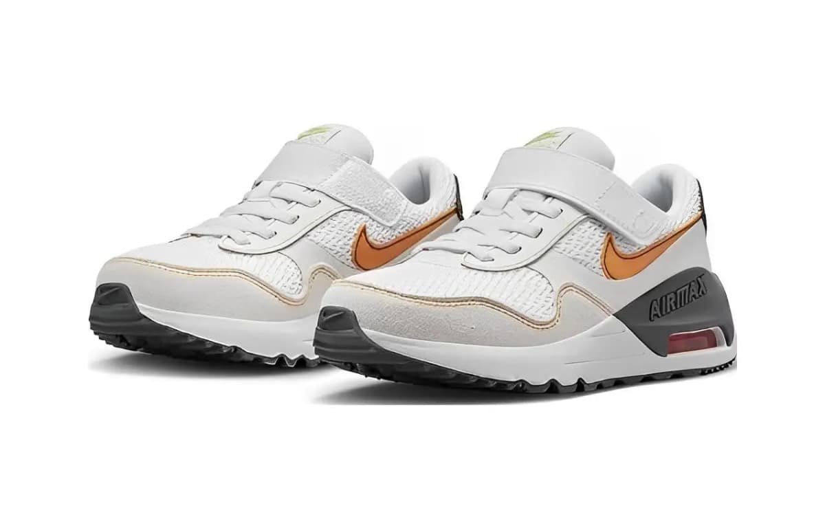 Nike Air Max SYSTM BP Slip Resistant Cushioning Low Top Kids Lifestyle Shoes White Gray Children Aged 3 7 Years Old 3
