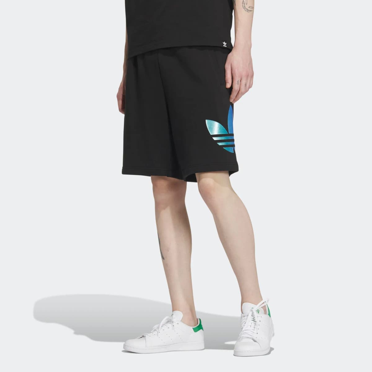adidas originals Trefoil Knit Shorts Logo Print Sports Shorts Men's Black 2