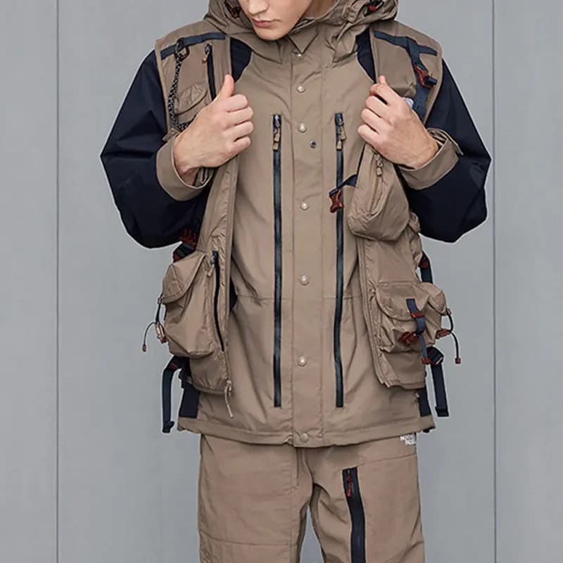 THE NORTH FACE Urban Exploration Logo Embroidery Multi-Pocket Vest Men's Khaki 3