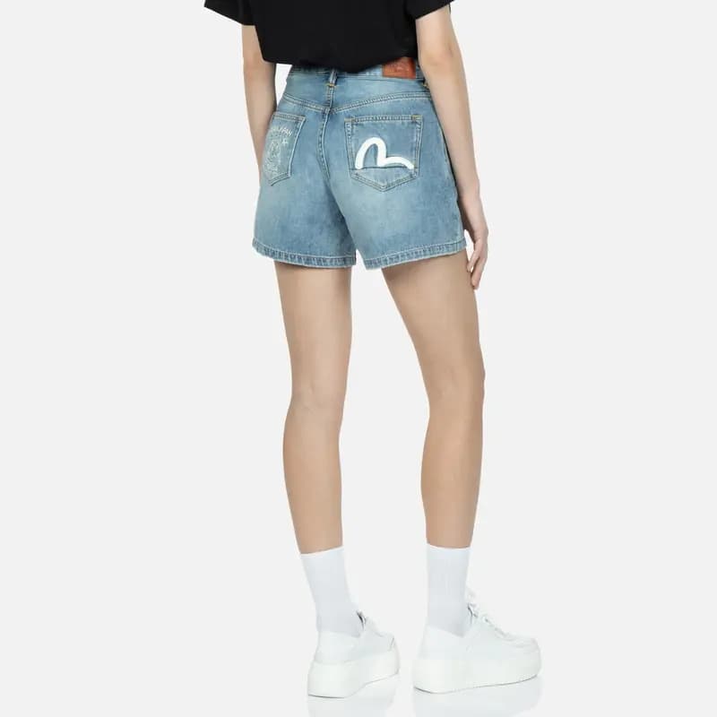 EVISU Denim Şort Qadın Mavi 4