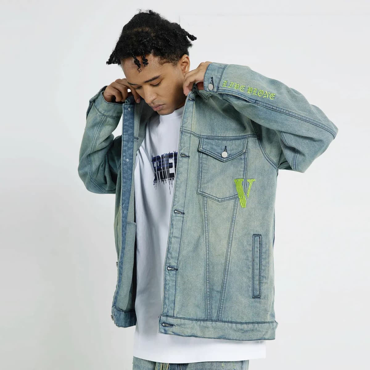 VLONE Denim Pencəyi Unisex 14