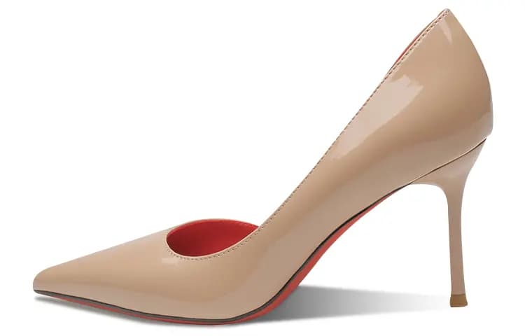 Ainer-cat Patent Leather Fashion Pointed Toe Shallow Side Cut Red Sole Professional Thin Heel High Heels 8cm Women's 7