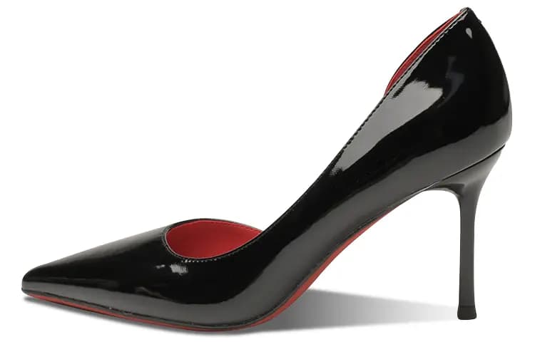 Ainer-cat Patent Leather Fashion Pointed Toe Shallow Side Cut Red Sole Professional Thin Heel High Heels 8cm Women's 2